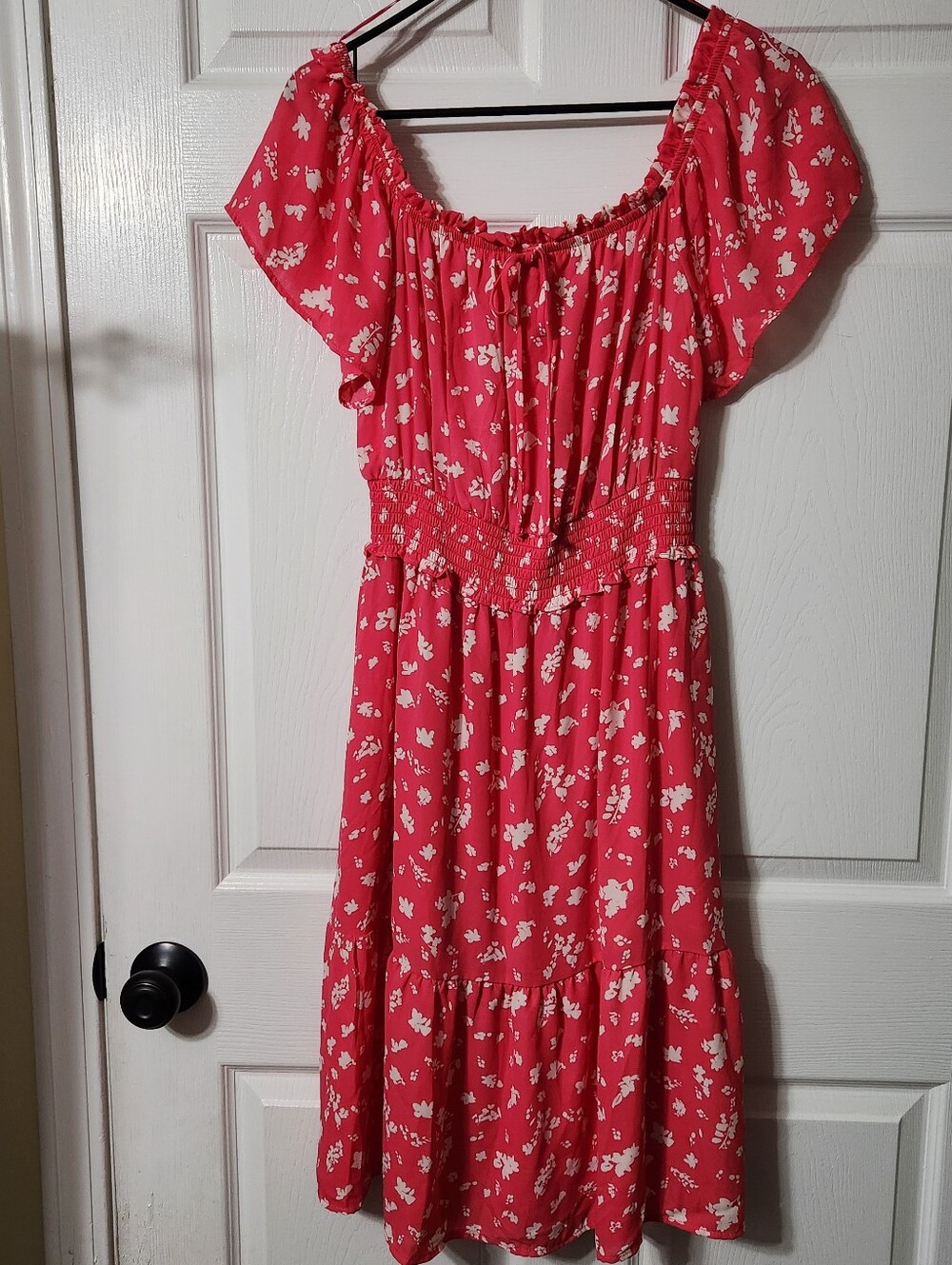 Jessica Simpson Coral Pink Floral Off-Shoulder Dress, Size L